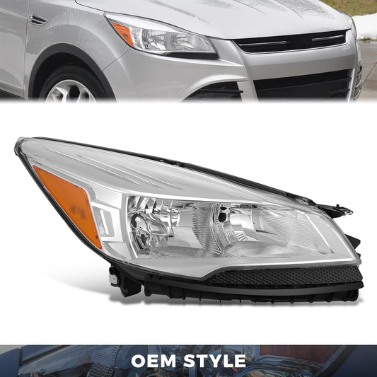 FAROS OE STYLE - 13-16 FORD ESCAPE - WITH FACTORY HALOGEN HEADLAMPS - H11 LOW / 9005 HIGH / 168 MARKER / 7440 TURN SIGNAL - CHROME HOUSING - RIGHT