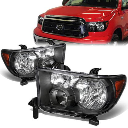 FAROS 07-13 TOYOTA TUNDRA / 08-17 TOYOTA SEQUOIA - DOES NOT FIT 09-12 TUNDRA W/ HEADLIGHT LEVEL ADJUSTER - DOES NOT FIT '12 SEQUOIA WITH HEADLIGHT WASHER - H11 LOW BEAM / 9005 HIGH BEAM / 4157NA TURN SIGNAL - BLACK HOUSING / AMBER CORNER