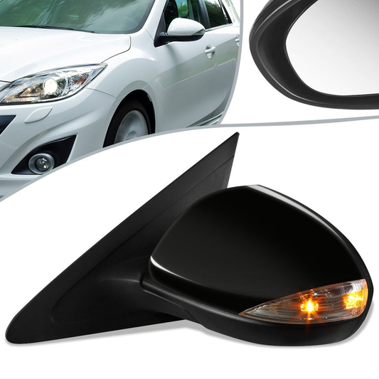 RETROVISOR MIRROR - OEM - 10-13 MAZDA 3 - POWERED - PAINTABLE - BLACK - LEFT