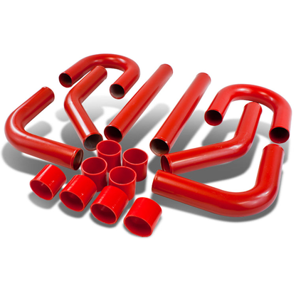 TUBERIA INTERCOOLER UNIVERSAL INTERCOOLER PIPING - ALUMINUM - 2.75" - 8PC - PIPES / HOSES / CLAMPS - RED - J13-5 /J12-4