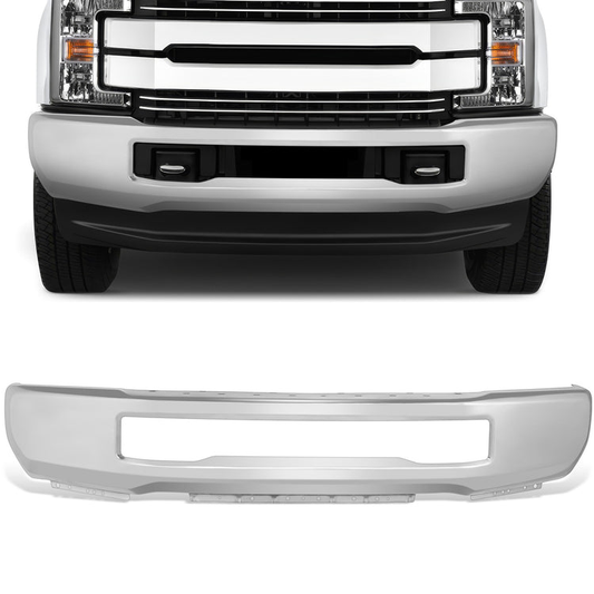 DEFENSA FORD F-250 SUPER DUTY 2017-2019 - FORD F-350 SUPER DUTY 2017-2019 - FITS MODELS WITHOUT FOG LAMPS; WITH FENDER FLARES - CHROME