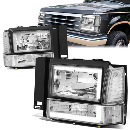 FAROS 91-94 FORD EXPLORER - LED RUNNING LIGHTS REQUIRE TAPPING INTO EXISTING WIRING - LED DRL - CHROME HOUSING / CLEAR CORNER - 9004 LOW BEAM / 9004 HIGH BEAM
