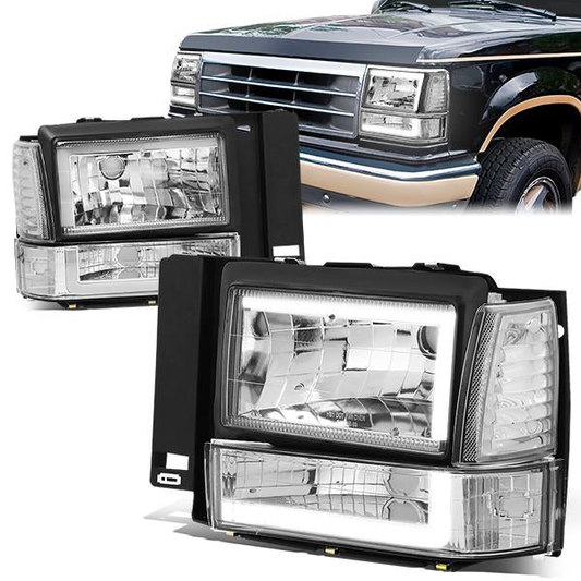 FAROS 91-94 FORD EXPLORER - LED RUNNING LIGHTS REQUIRE TAPPING INTO EXISTING WIRING - LED DRL - CHROME HOUSING / CLEAR CORNER - 9004 LOW BEAM / 9004 HIGH BEAM