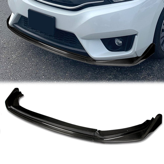 LIP FRONTAL 14-17 HONDA FIT - REQUIRES DRILLING BUMPER FOR INSTALLATION - 3PC - REAL CARBON FIBER