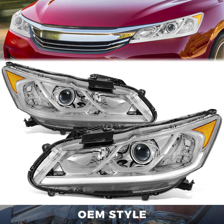 FAROS 16-17 HONDA ACCORD SEDAN - FITS EX, EX-L, SE SPORT MODELS WITH HALOGEN HEADLIGHTS & LED DRL - PROJECTOR - H11 LOW / 9005 HIGH / 7444NA SIGNAL - CHROME HOUSING / AMBER CORNER