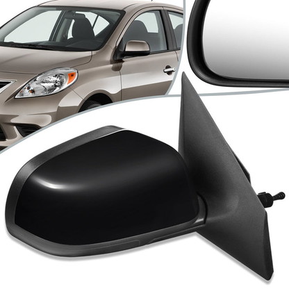 RETROVISOR MIRROR - OEM - 12-14 NISSAN VERSA 4-DR - MANUAL - W/ CABLE - FOLDING - BLACK MATERIAL - RIGHT