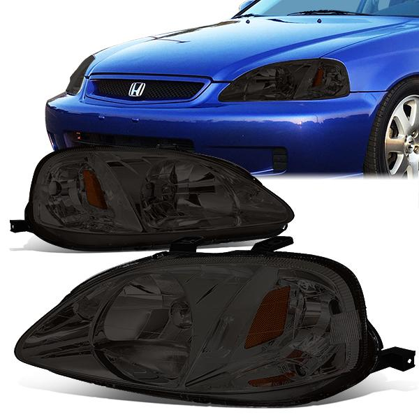 FAROS 99-00 HONDA CIVIC 2/3/4-DOOR - H4 LOW BEAM / HIGH BEAM - SMOKE HOUSING / AMBER CORNER