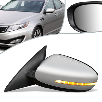 RETROVISOR MIRROR - OEM - 11-15 KIA OPTIMA - POWERED - HEATED - W/ SIGNAL LIGHT - CHROME COVER - LEFT