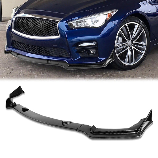 LIP FRONTAL 14-17 INFINITI Q50 - FITS SPORT MODELS ONLY - REQUIRES DRILLING BUMPER FOR INSTALLATION - 3PC - CARBON FIBER LOOK