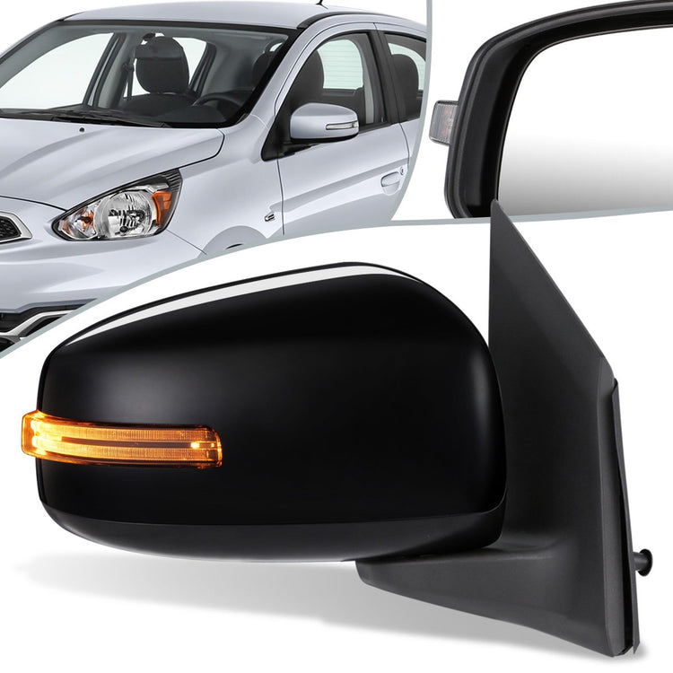 RETROVISOR MIRROR - OEM - 14-15 MITSUBISHI MIRAGE, COLT - POWERED - W/ SIGNAL LIGHT - FOLDING - BLACK MATERIAL - RIGHT