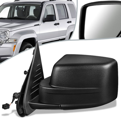 RETROVISOR MIRROR - 08-09 JEEP LIBERTY - POWERED - OEM - LEFT - TEXTURED/BLACK
