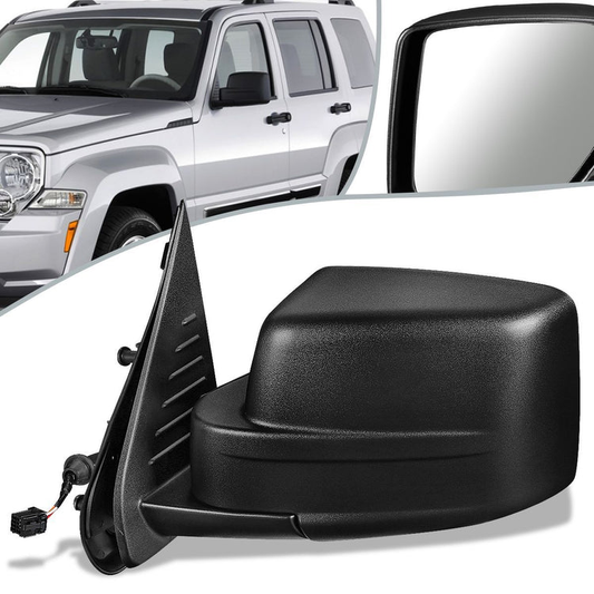 RETROVISOR MIRROR - 08-09 JEEP LIBERTY - POWERED - OEM - LEFT - TEXTURED/BLACK