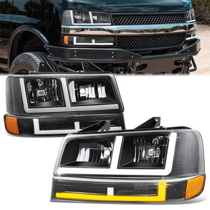 FAROS CLEAR LENS,AMBER REFLECTOR,BLACK HOUSING - 4PCS - LED BAR - 03-14 CHEVROLET EXPRESS 1500 / 03-23 CHEVROLET EXPRESS 2500 / 03-23 CHEVROLET EXPRESS 3500 / 09-22 CHEVROLET EXPRESS 4500 / 03-14 GMC SAVANA 1500 / 03-23 GMC SAVANA 2500 / 03-23 GMC SAVANA
