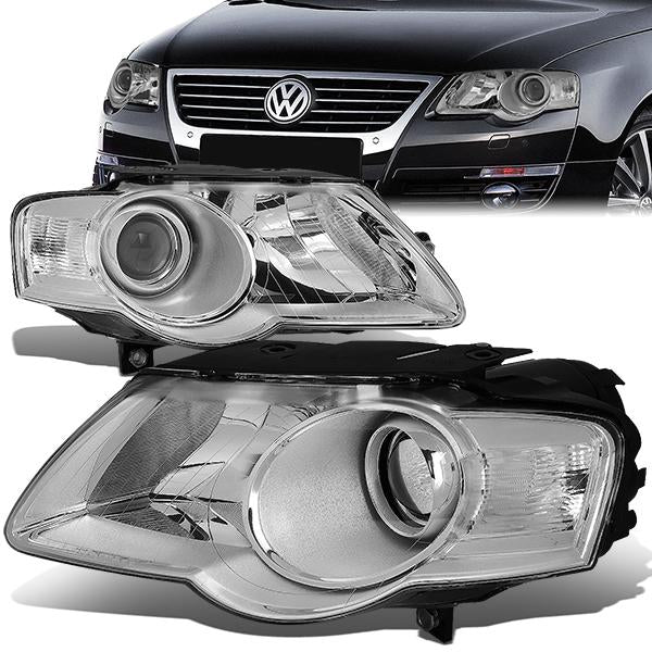 FAROS 06-10 VOLKSWAGEN PASSAT - FITS MODELS W/ HALOGEN HEADLIGHTS - PROJECTOR - H7 LOW BEAM / H7 HIGH BEAM - CHROME HOUSING / CLEAR CORNER
