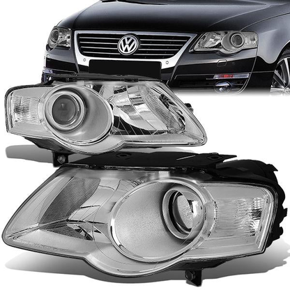 FAROS 06-10 VOLKSWAGEN PASSAT - FITS MODELS W/ HALOGEN HEADLIGHTS - PROJECTOR - H7 LOW BEAM / H7 HIGH BEAM - CHROME HOUSING / CLEAR CORNER