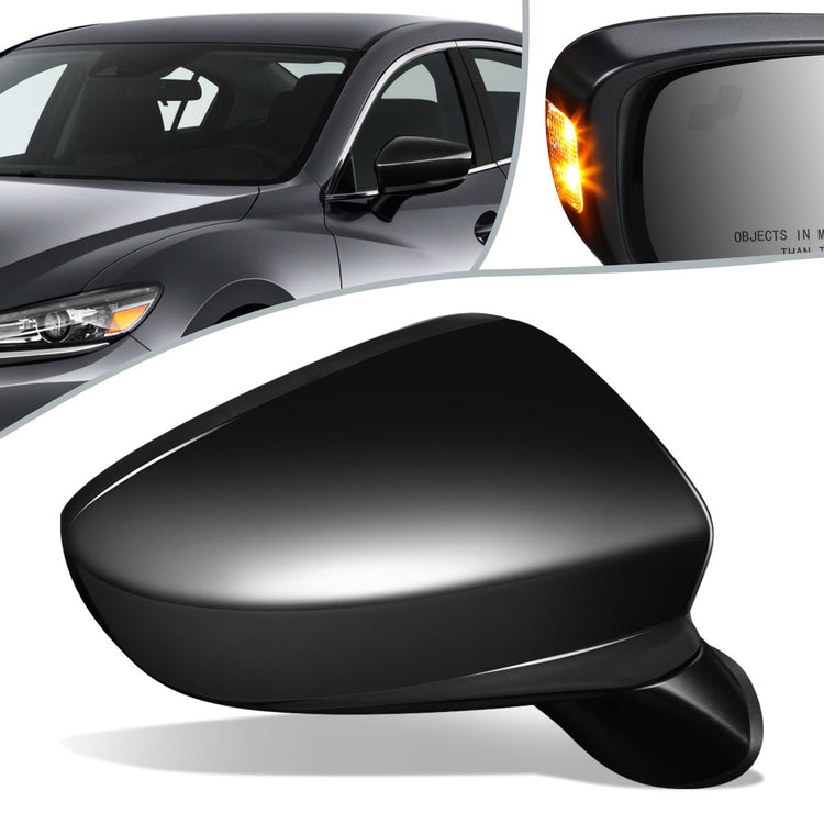 RETROVISOR MIRROR - OEM - 14-17 MAZDA 6 - POWERED - W/ SIGNAL LIGHT - W/ BSD - FOLDING - BLACK MATERIAL - RIGHT