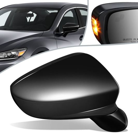 RETROVISOR MIRROR - OEM - 14-17 MAZDA 6 - POWERED - W/ SIGNAL LIGHT - W/ BSD - FOLDING - BLACK MATERIAL - RIGHT