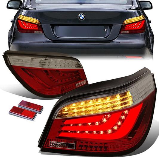 FAROS TRASEROS 08-10 BMW 5-SERIES E60 - 4-DR - 3D STRIP - LED - SMOKE / RED