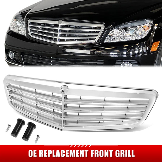 PARRILLA GRILLE - BZ W204 '08-'11/'12-ON/ GRILLE ASS'Y 08-11/ CHROME-SILVER/ W/O AMG PKG/ W/O SPORT PKG