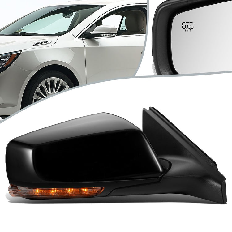 RETROVISOR MIRROR - OEM - 10-15 BUICK LACROSSE - POWERED - HEATED - W/ SIGNAL LIGHT - W/ PUDDLE LIGHT - FOLDING - BLACK MATERIAL - RIGHT
