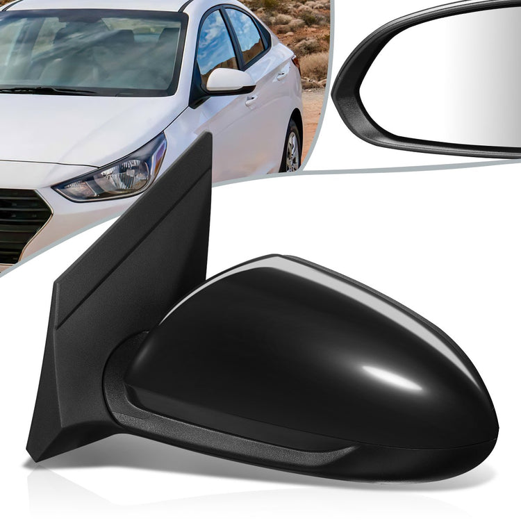 RETROVISOR MIRROR - OEM - 18-20 HYUNDAI ACCENT - POWERED - FOLDING - BLACK MATERIAL - LEFT