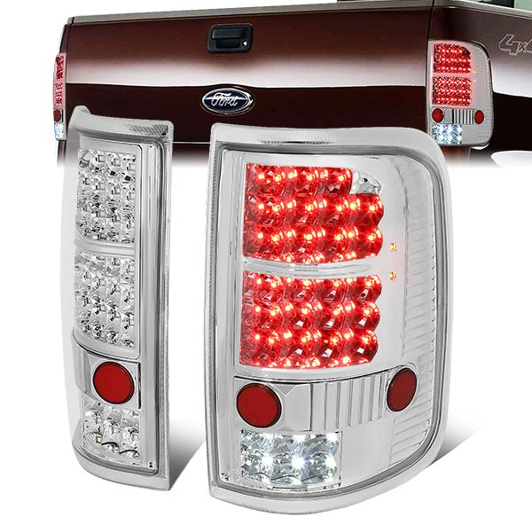 FAROS TRASEROS 04-08 FORD F-150 / LOBO - LED - CHROME / CLEAR
