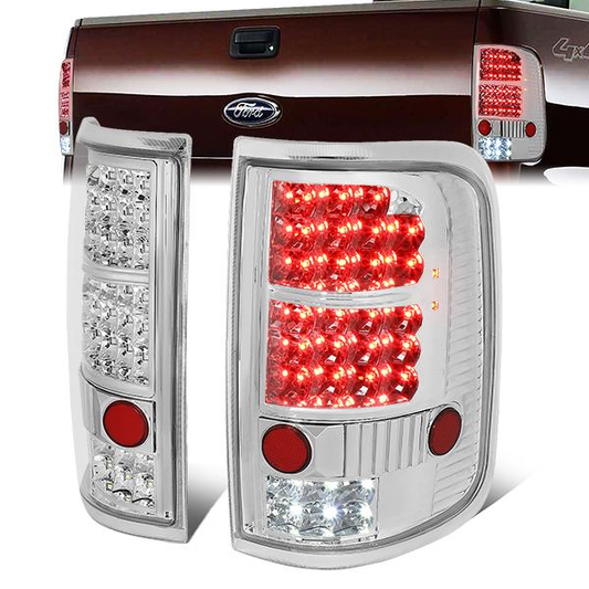 FAROS TRASEROS 04-08 FORD F-150 / LOBO - LED - CHROME / CLEAR