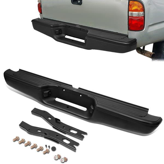 nan REAR BUMPER - 95-04 TOYOTA TACOMA - W/ LICENSE PLATE LIGHTS - W/O PARKING SENSOR HOLES - BLACK