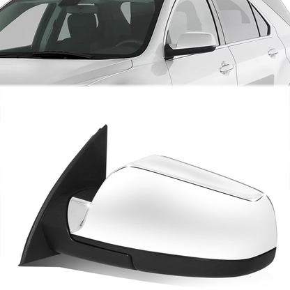 RETROVISOR MIRROR - OE STYLE - CHEVROLET EQUINOX 10-12 - GMC TERRAIN 10-11 - WITH POWER WITH HEATED GLASS CHROME COVER - DRIVER SIDE - SMOOTH - BLACK / CHROME