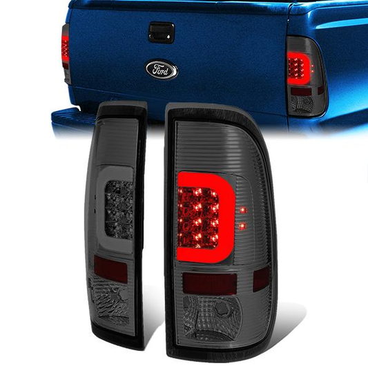 FAROS TRASEROS 08-16 FORD F-250, F-350, F-450, F-550 - SUPER DUTY / 09-16 FORD F-350, F-450 / 15-16 FORD F-550 - C-BAR - 3D - LED - CHROME / SMOKE