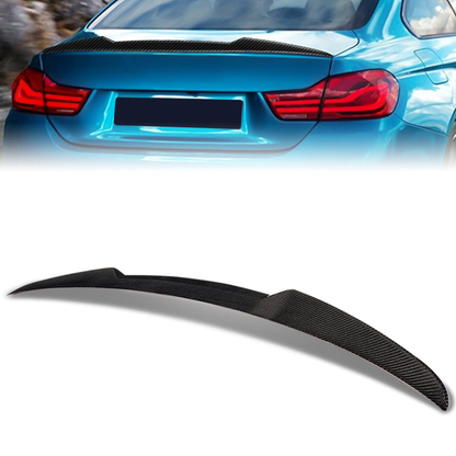 SPOILER CAR TRUNK SPOILER - 16-20 BMW 420I / 17-20 BMW 430I / 17-20 BMW 430I XDRIVE / 17-20 BMW 440I / 17-20 BMW 440I XDRIVE / 14-16 BMW 428I / 14-16 BMW 428I XDRIVE / 14-16 BMW 435I / 14-16 BMW 435I XDRIVE - FITS COUPE MODELS - CARBON FIBER BLACK