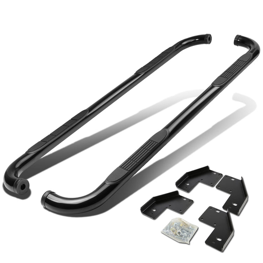 ESTRIBOS 3" - ROUND - 90 DEG - 99-16 FORD F-250, F-350 SUPER DUTY - SUPER CAB - BLACK