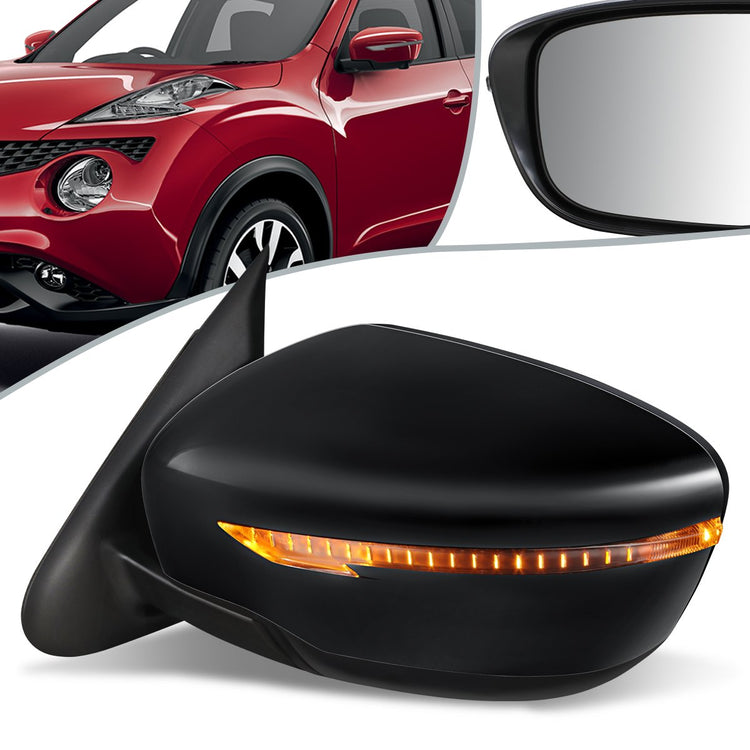 RETROVISOR MIRROR - OEM - 11-12 NISSAN JUKE - POWERED - W/ SIGNAL LIGHT - FOLDING - BLACK MATERIAL - LEFT