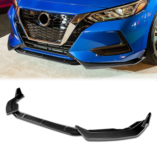 LIP FRONTAL 20-22 NISSAN SENTRA - REQUIRES DRILLING BUMPER FOR INSTALLATION - 3PC - CARBON FIBER LOOK