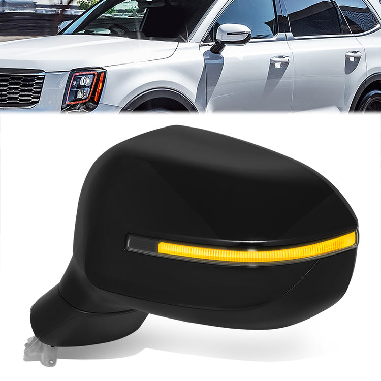 RETROVISOR MIRROR - OE STYLE - KIA TELLURIDE 2020-2024 - WITH POWER WITH HEATED GLASS WITH BLIND SPOT - DRIVER LEFT SIDE - BLACK