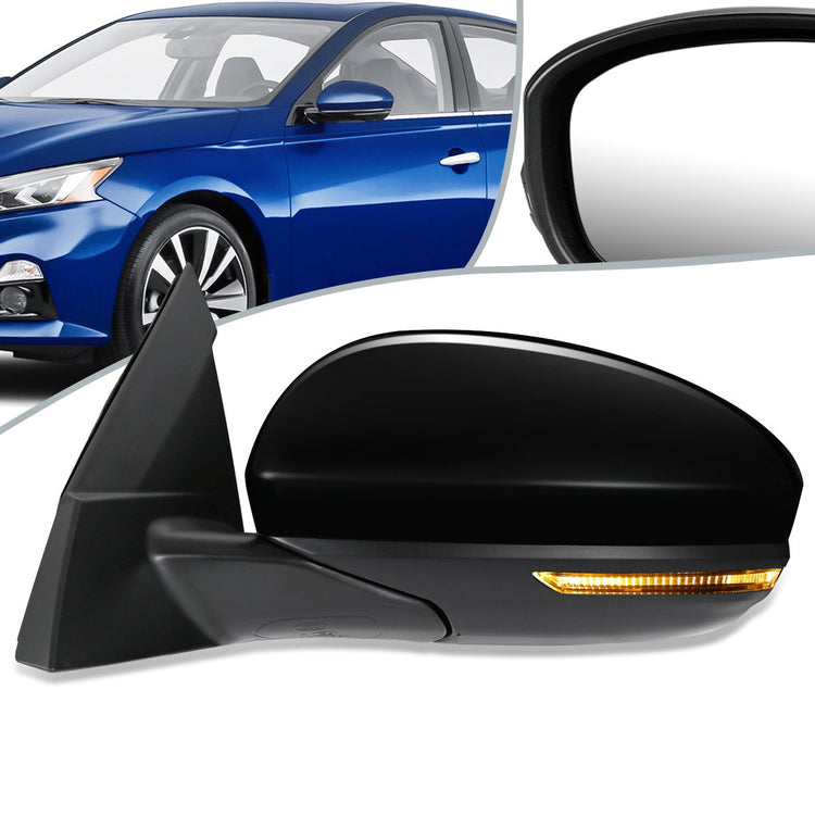 RETROVISOR MIRROR - OEM - 19+ NISSAN ALTIMA 4-DR - POWERED - HEATED - W/ SIGNAL LIGHT - FOLDING - TEXTURED - BLACK MATERIAL - LEFT