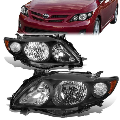 FAROS 09-10 TOYOTA COROLLA - 9006 LOW BEAM / 9005 HIGH BEAM / 3457A TURN SIGNAL - BLACK HOUSING / AMBER CORNER
