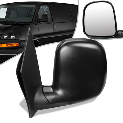 RETROVISOR MIRROR - OEM - 96-02 CHEVY EXPRESS 1500 , 2500 , 3500 / 96-02 GMC SAVANA 1500 , 2500 , 3500 - MANUAL - TEXTURED - BLACK - LEFT