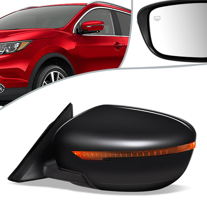 RETROVISOR MIRROR - OEM - 14-16 NISSAN ROGUE - POWERED - HEATED - W/ SIGNAL LIGHT - FOLDING - BLACK MATERIAL - LEFT
