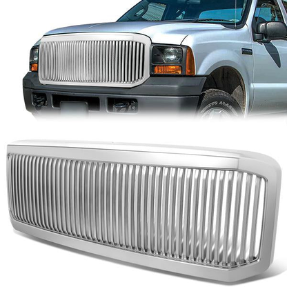 PARRILLA GRILLE - 05-07 FORD F-250 , F-350 , F-450 , F-550 - VERTICAL FENCE STYLE - ABS - CHROME