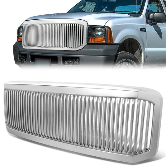 PARRILLA GRILLE - 05-07 FORD F-250 , F-350 , F-450 , F-550 - VERTICAL FENCE STYLE - ABS - CHROME