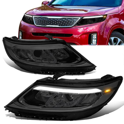 FAROS 14-15 KIA SORENTO - FITS MODELS WITH HALOGEN HEADLIGHTS WITH LED DRL - LED DRL - SMOKE HOUSING / CLEAR CORNER