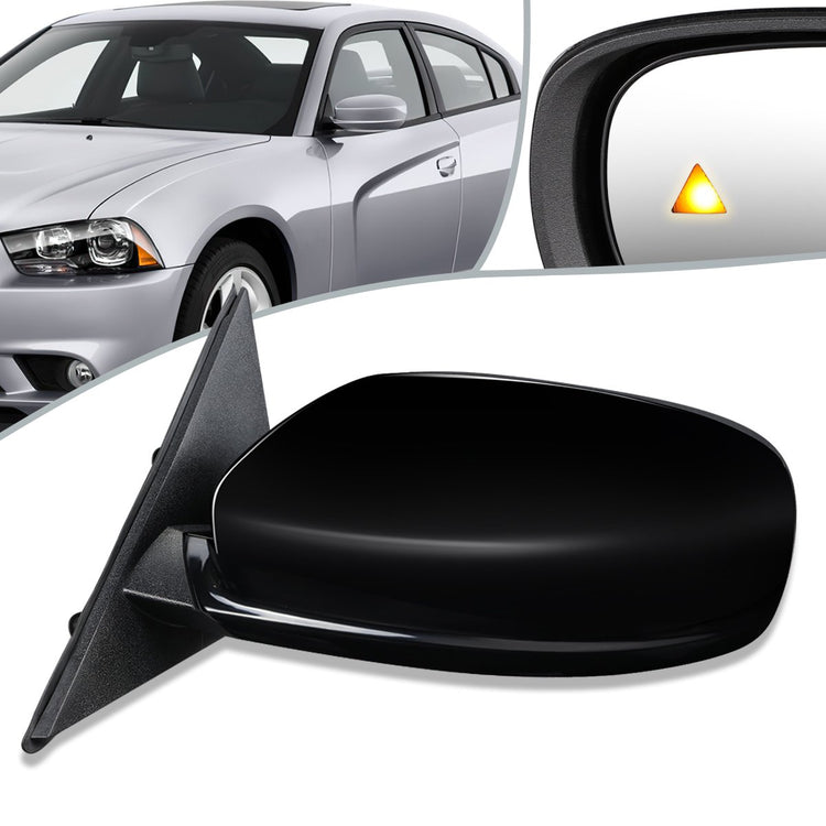 RETROVISOR MIRROR - OEM - 11-19 DODGE CHARGER - POWER MIRROR ADJUSTMENT - HEATED - FOLDING - MEMORY - BLIND SPOT DETECTION - W/O ASPHERICAL GLASS, TURN SIGNAL OR PUDDLE LAMP - PAINTABLE- ONLY FITS VEHICLES W/ MATCHING FUNCTIONS AS MIRROR - BLACK - LEFT