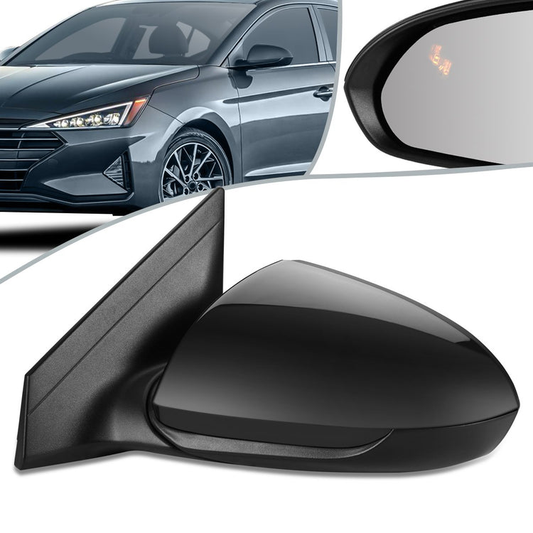 RETROVISOR MIRROR - OEM - 17-18 HYUNDAI ELANTRA - POWERED - HEATED - W/ BSD - FOLDING - BLACK MATERIAL - LEFT