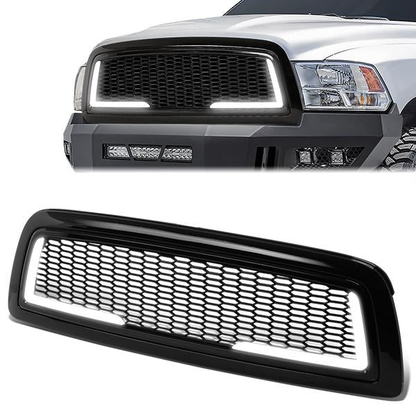 PARRILLA GRILLE - 09-12 DODGE RAM 1500 - HONEYCOMB MESH - W/ LED DRL LIGHT - LED'S REQUIRE WIRING INTO EXISTING LIGHTING - BLACK
