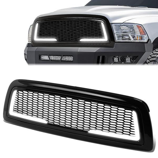 PARRILLA GRILLE - 09-12 DODGE RAM 1500 - HONEYCOMB MESH - W/ LED DRL LIGHT - LED'S REQUIRE WIRING INTO EXISTING LIGHTING - BLACK