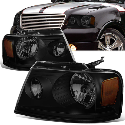 FAROS 04-08 FORD F-150 / 06-08 LINCOLN MARK LT - OE STYLE - H13 HIGH/LOW BEAM / 194 SIDE MARKER / 3157A TURN SIGNAL - BLACK HOUSING / SMOKED LENS / AMBER CORNER