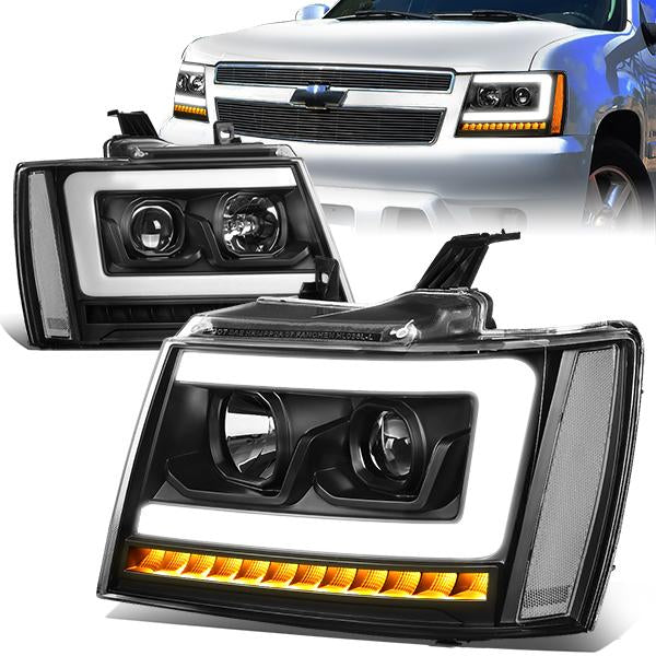 FAROS 07-13 CHEVY AVALANCHE, SUBURBAN 2500 / 07-14 CHEVY TAHOE, SUBURBAN 1500 - LED DRL - C-BAR - BLACK HOUSING / CLEAR CORNER
