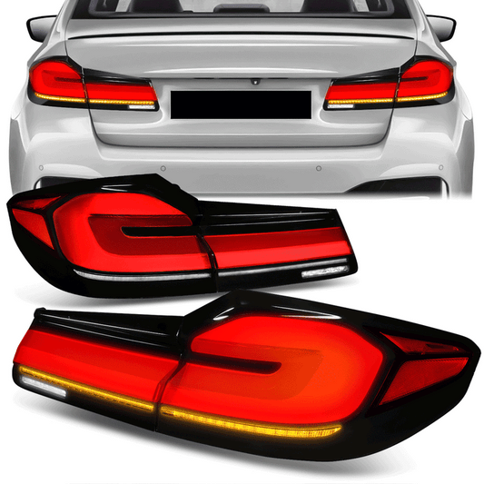 FAROS TRASEROS 17-20 BMW 5-SERIES G30 - 3D LED - BLACK/RED