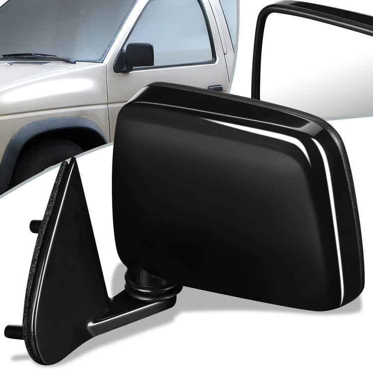 RETROVISOR MIRROR - OEM - 86-94 NISSAN D21 PICKUP / 95-97 NISSAN PICKUP / 87-95 NISSAN PATHFINDER - MANUAL - PAINTABLE - BLACK - LEFT